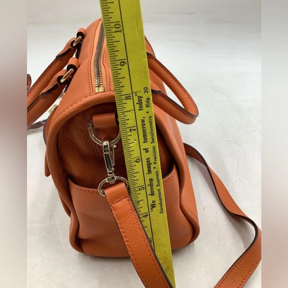Michael Kors Orange Pebbled Leather Satchel with Adjustable Crossbody Strap EUC - Picture 11 of 16